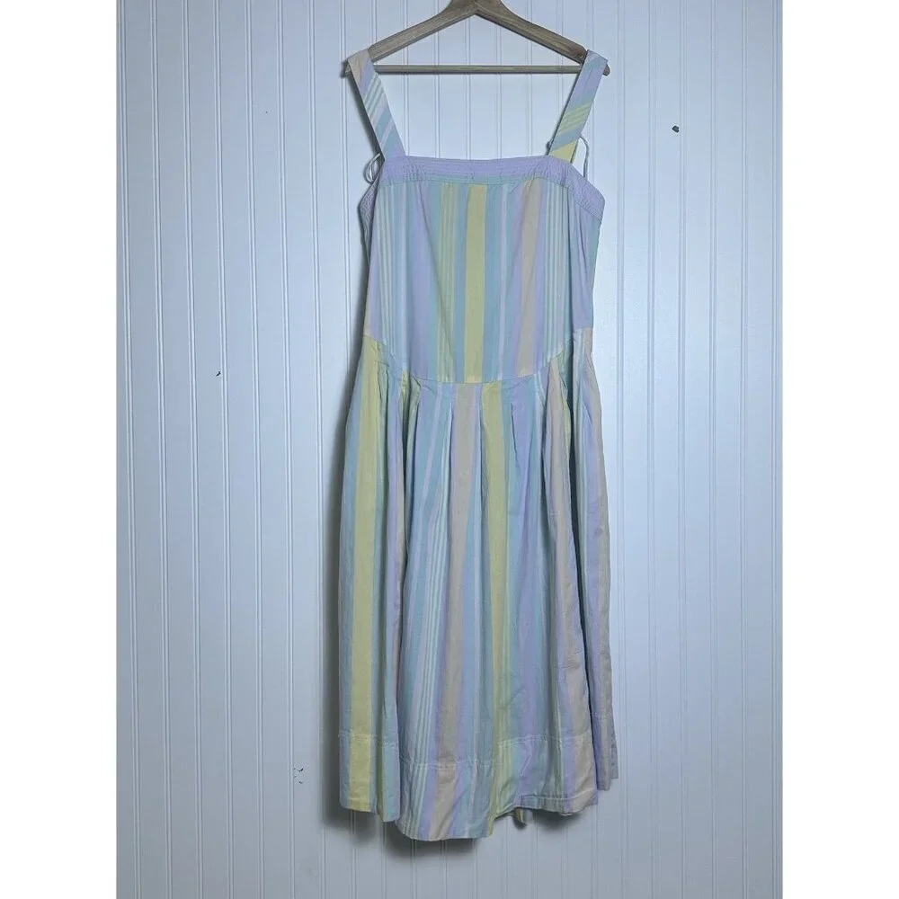 Free People Primavera Stripe Midi Dress Cotton Size XL Adjustable Strap Casual - Picture 6 of 9